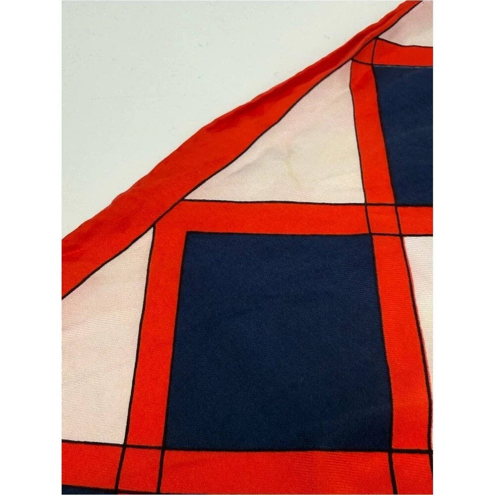 Echo Vintage Red Navy Square Scarf Retro Neck Hair Scarf Accessory Checker